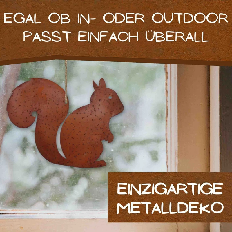 Metalldeko Rost Eichhörnchen Kecki - trendige Herbstdekoration