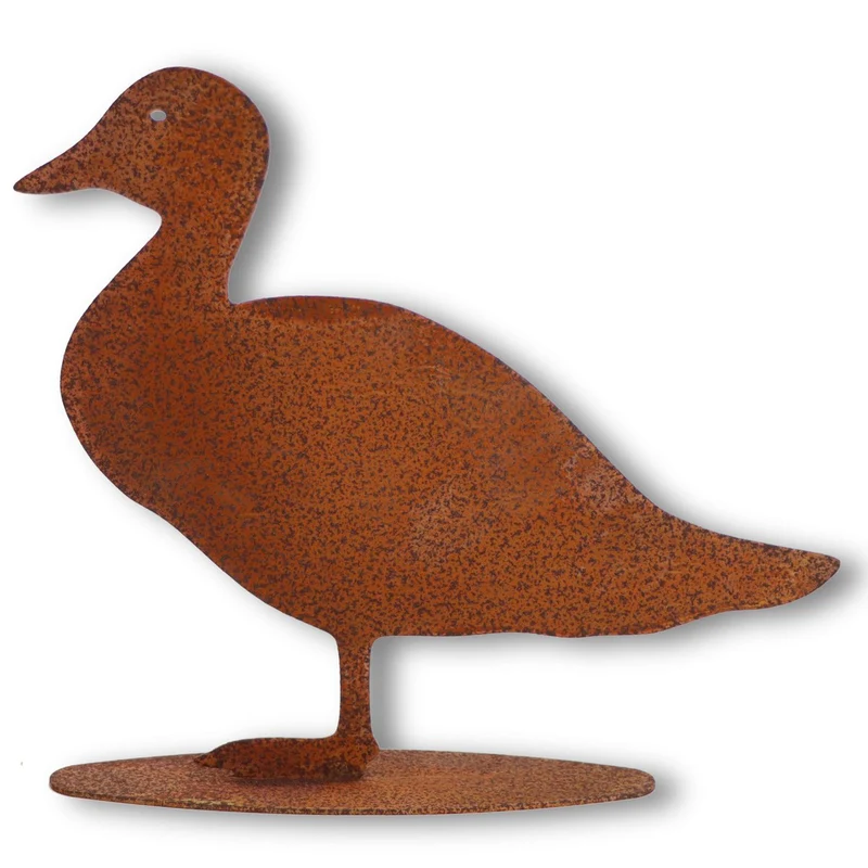 Rost-Ente auf Bodenplatte – Edelrost-Gartenfigur