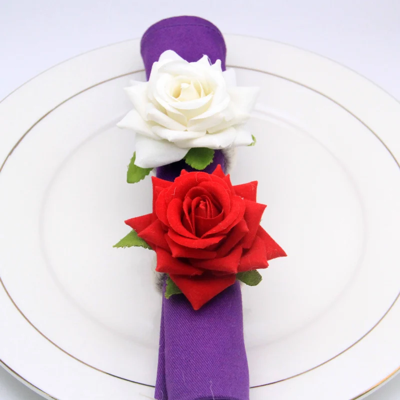 Künstliche Rosen-Serviettenringhalter für Weihnachten, Hochzeiten, Valentinstag, Party sowie tägliche Haushalts- und Tischdekoration