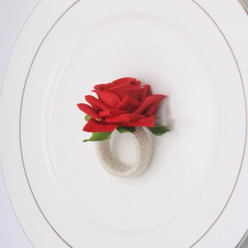 Künstliche Rosen-Serviettenringhalter für Weihnachten, Hochzeiten, Valentinstag, Party sowie tägliche Haushalts- und Tischdekoration