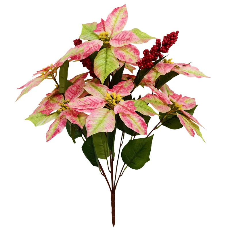 65 cm Große Künstliche Glitzer-Retro-Poinsettie – Weihnachtsdekoration