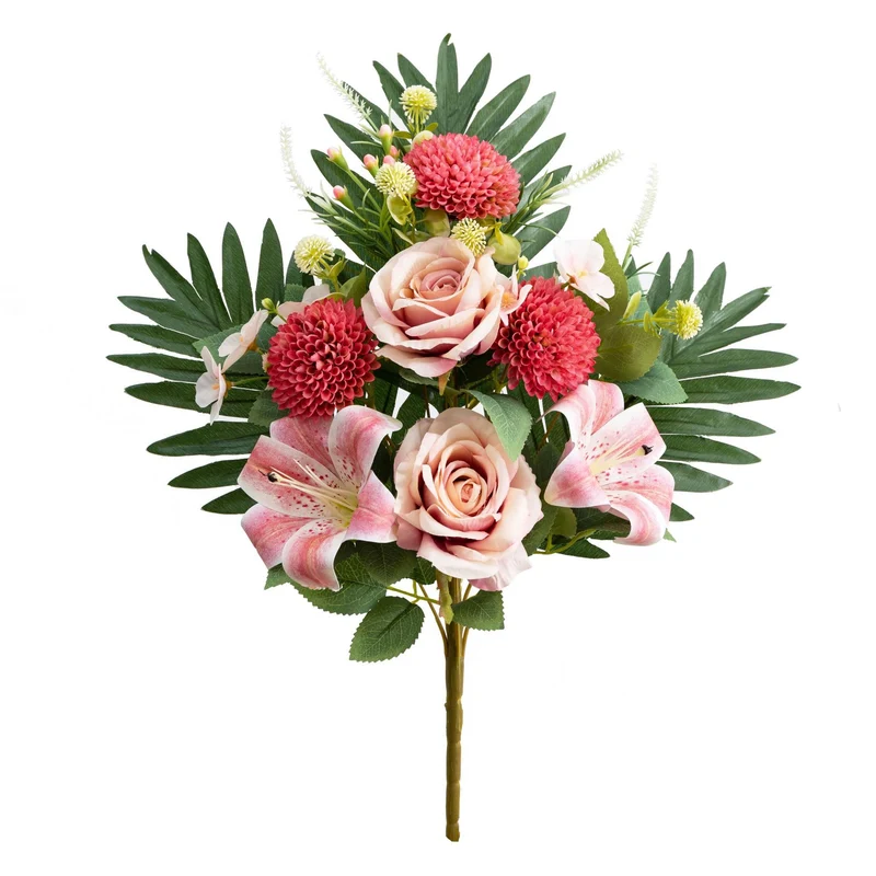 58 cm Künstliche Lilien-Chrysanthemenstrauchblumen zur Allerseelen- und Halloween-Dekoration
