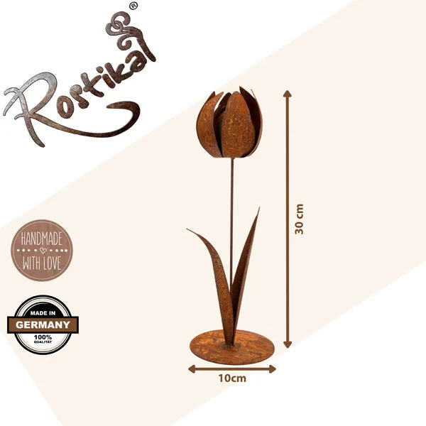 Rost-Tulpe als Tischdeko für den Frühling