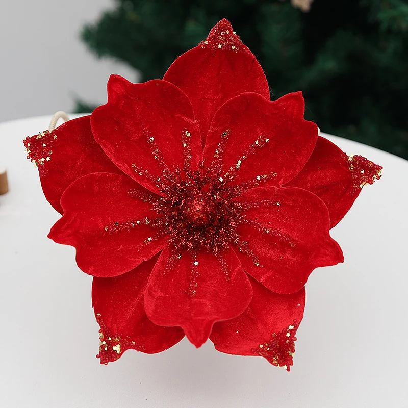 24 cm Premium Weihnachts-Christrose-Köpfe – Aus Samt