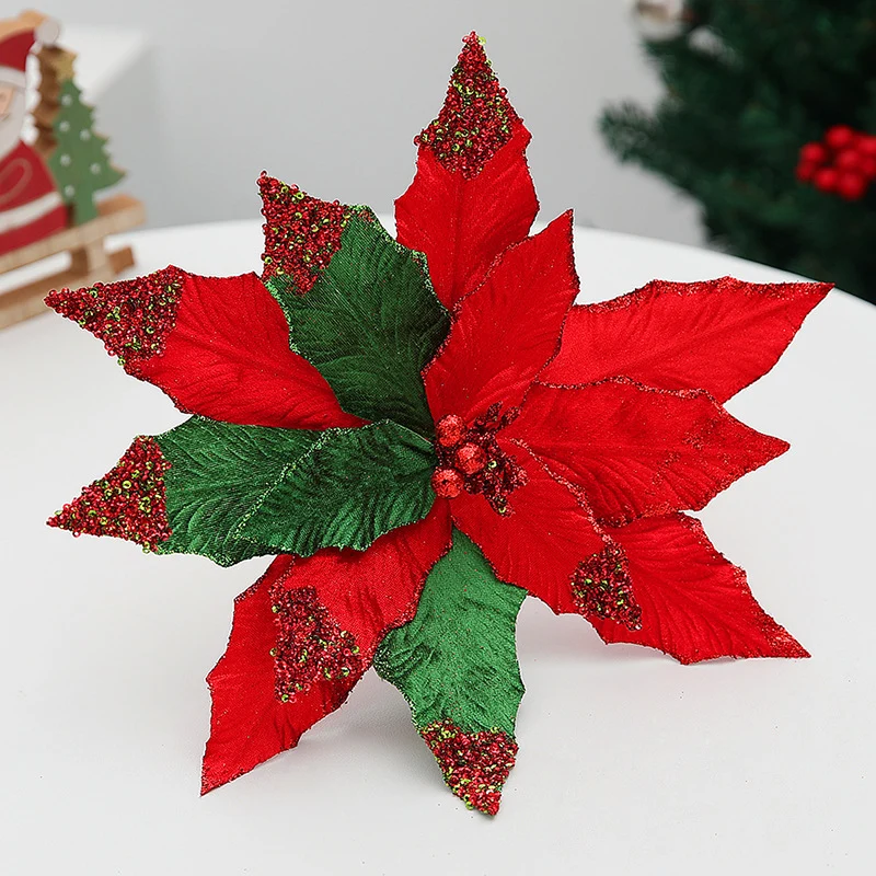 33 cm Weihnachts-Dekoblumen – Für Weihnachtsbaum