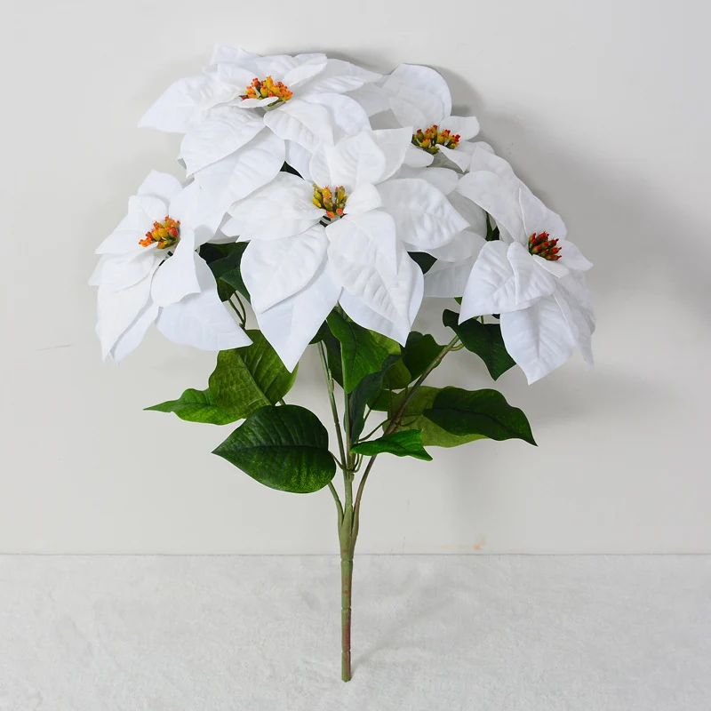 50 cm Premium Poinsettien-Bukett – Samt-Optik & Echtberührungsqualität