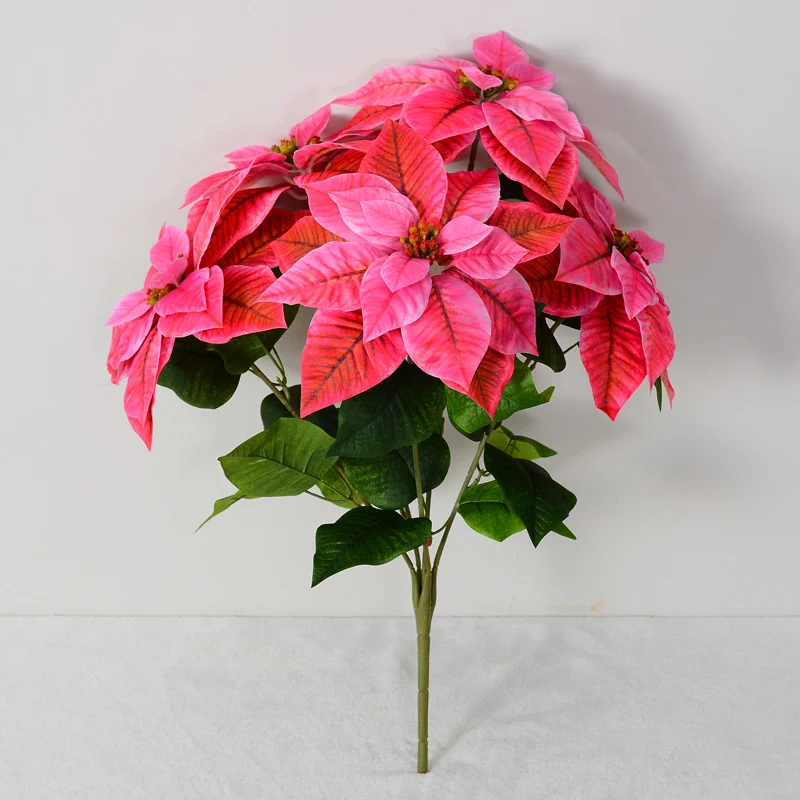 50 cm Premium Poinsettien-Bukett – Samt-Optik & Echtberührungsqualität
