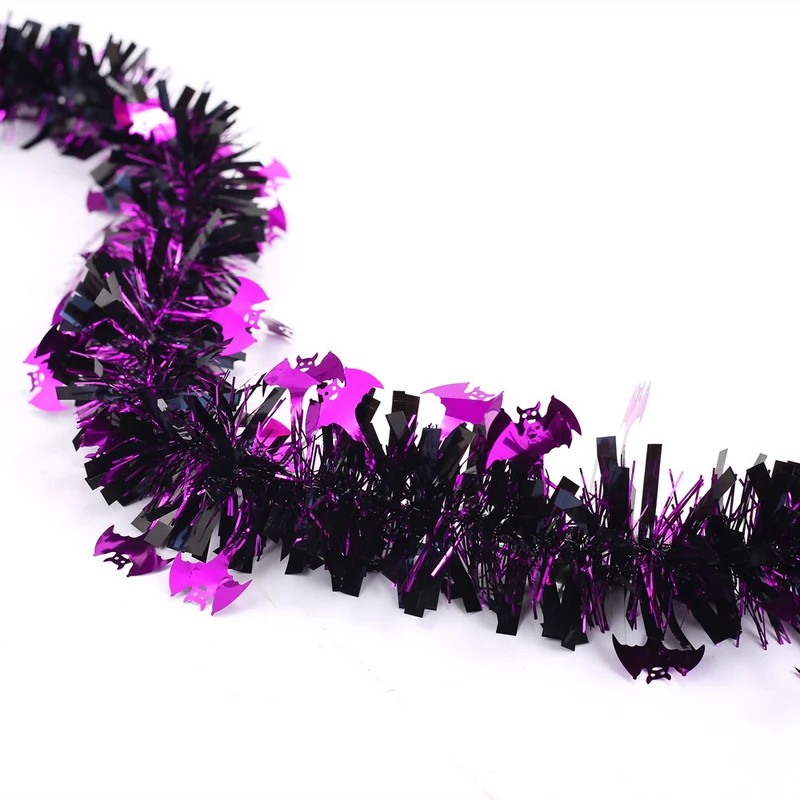 2 m lange Halloween-Glitzer-Girlande mit Lametta – Perfekt für Halloween-Party-Dekoration