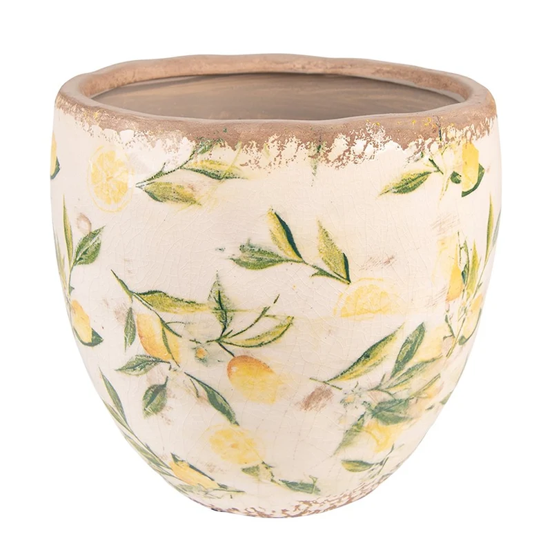 Blumentopf für drinnen in Gelb und Beige