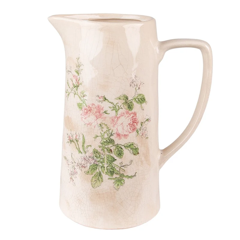 Dekorationsdose in Rosa und Beige mit Blumenmotiv