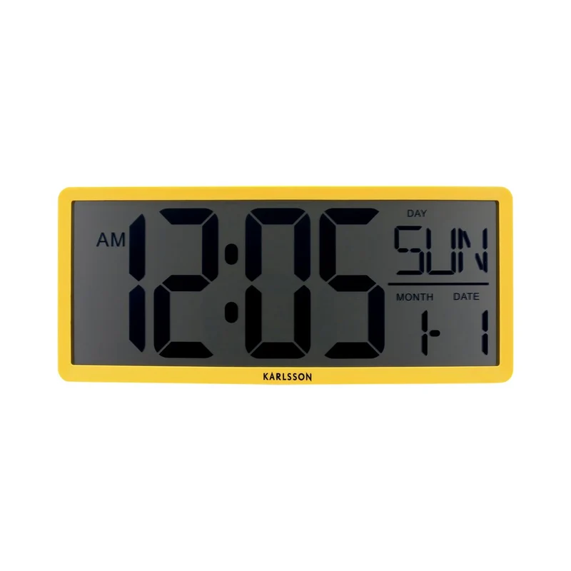 Wand- und Tischuhr Retro LCD in Gelb