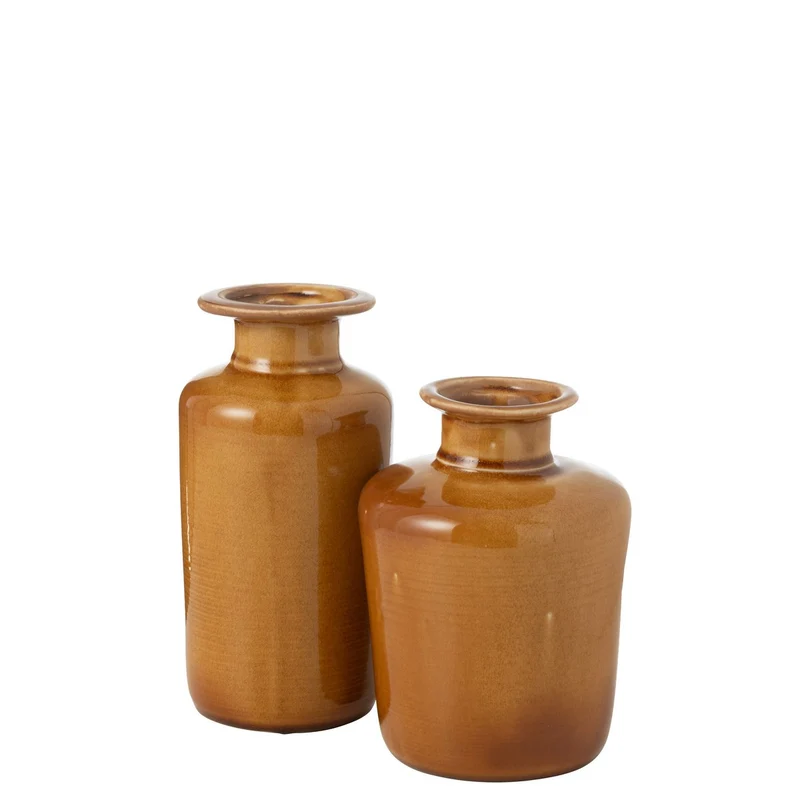 Vase Nova aus Porzellan, Senffarben