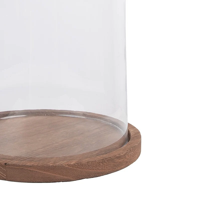 Glasglocke mit Holzsockel, transparent