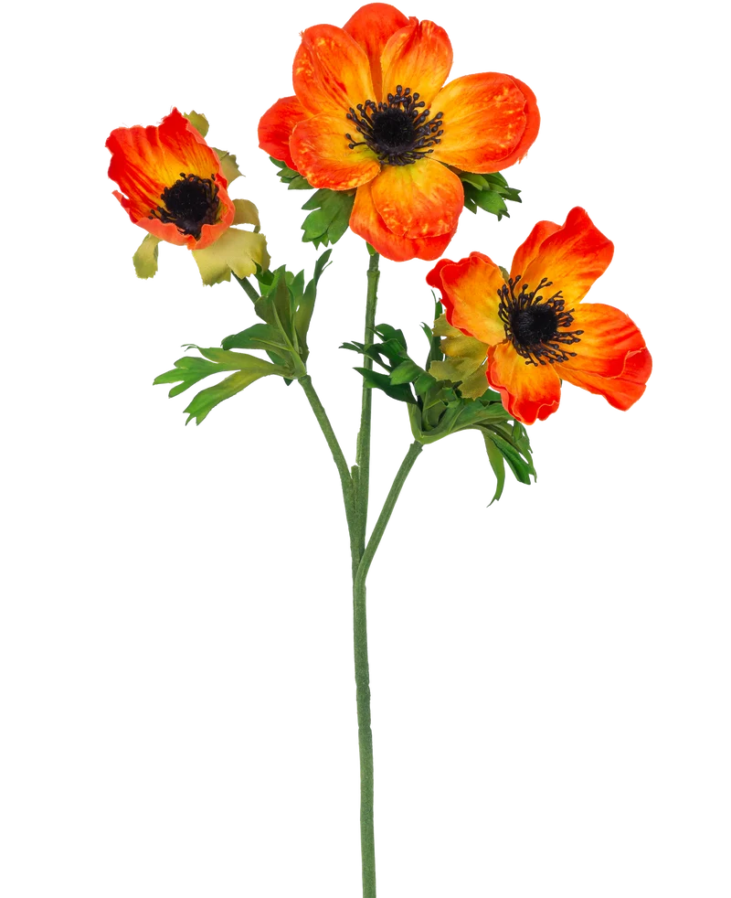 Künstliche Blume Anemone verzweigt 56 cm orange