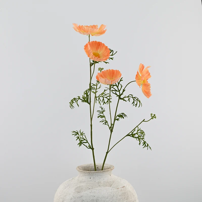 2er-Set Neue & Verbesserte Kunst-Mohnstiele – Realistische Seidenblumen für die Vase