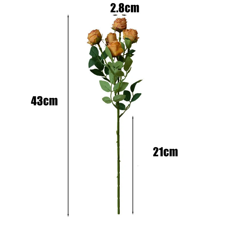 43 cm Lebensechte künstliche Mini-Rosen mit verbrannten Rändern: Heim- & Hochzeitsdekoration & DIY