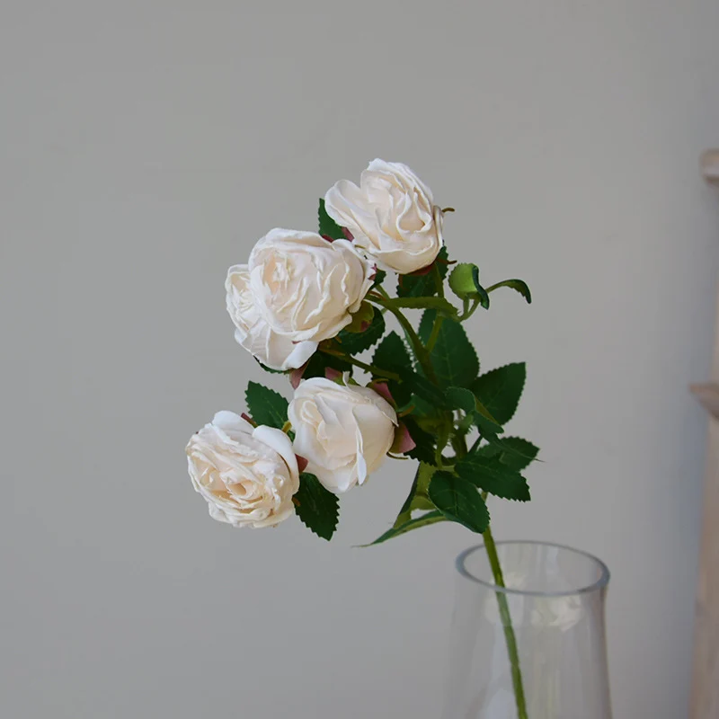 43 cm Lebensechte künstliche Mini-Rosen mit verbrannten Rändern: Heim- & Hochzeitsdekoration & DIY