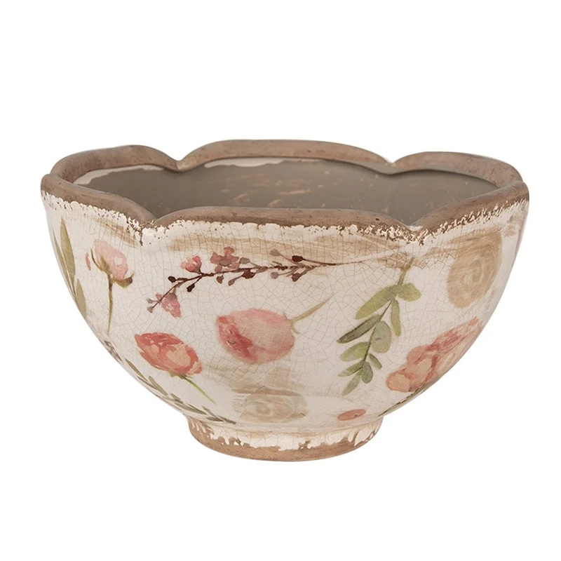 Blumentopf in Beige und Rosa für drinnen