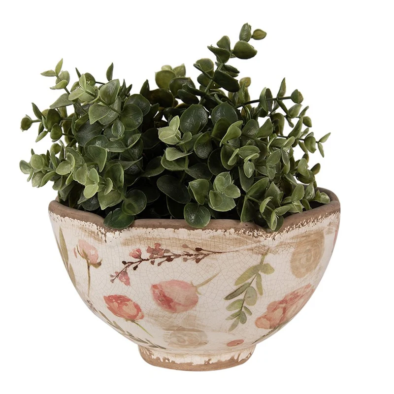 Blumentopf in Beige und Rosa für drinnen