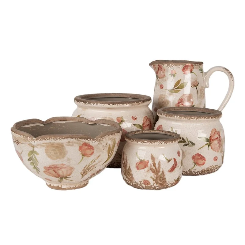 Blumentopf in Beige und Rosa für drinnen