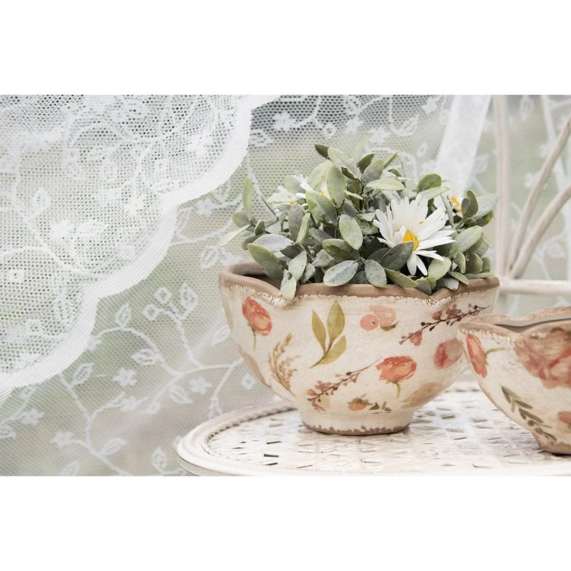 Blumentopf in Beige und Rosa für drinnen