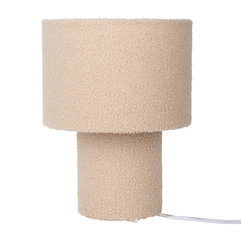 Tischleuchte "FLUFFY" mit Textilschirm und -fuß in Almond, E27, ca. 31 cm hoch