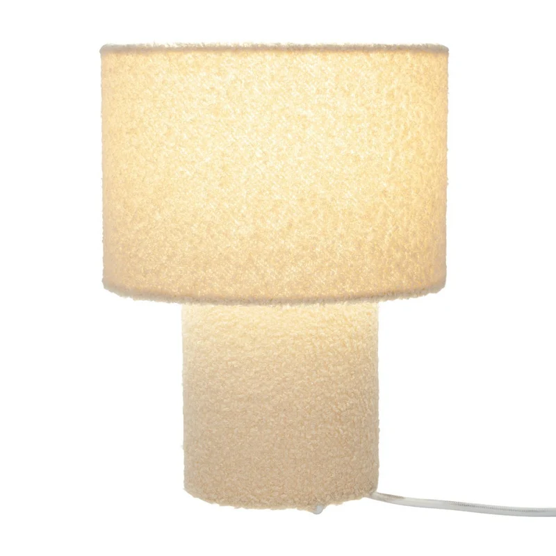 Tischleuchte "FLUFFY" mit Textilschirm und -fuß in Almond, E27, ca. 31 cm hoch