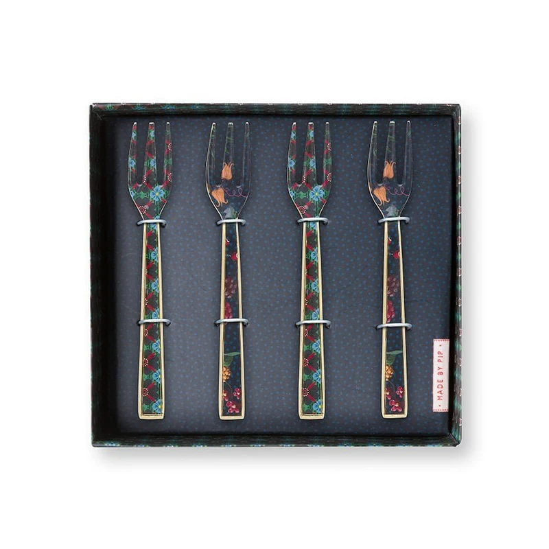 Kuchengabel-Set Berry Blues, emailliert, 4-teilig
