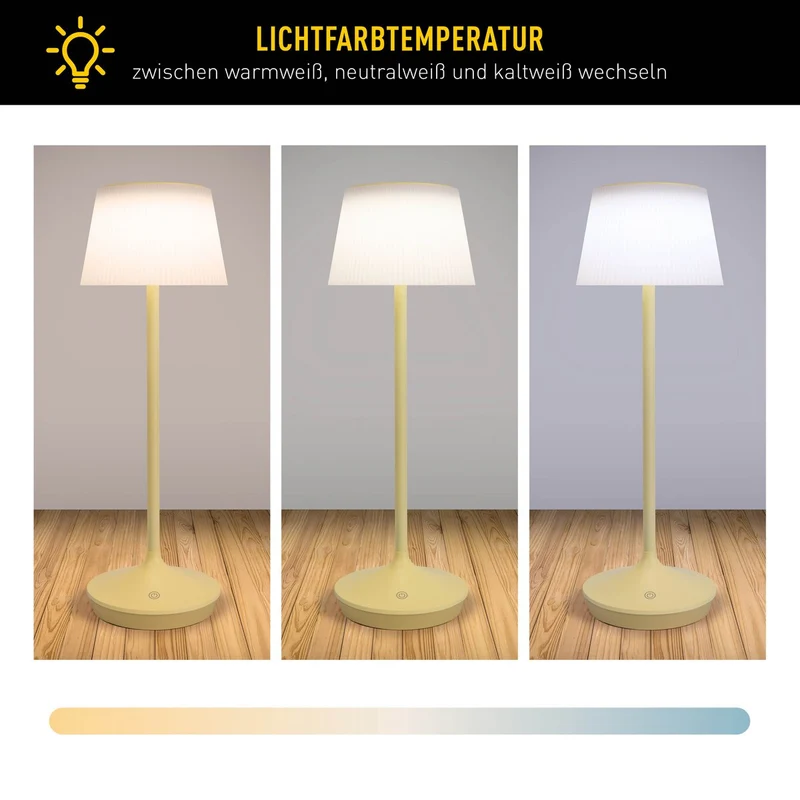 Solar-Akku-Tischleuchte „EMMI“ für den Außenbereich