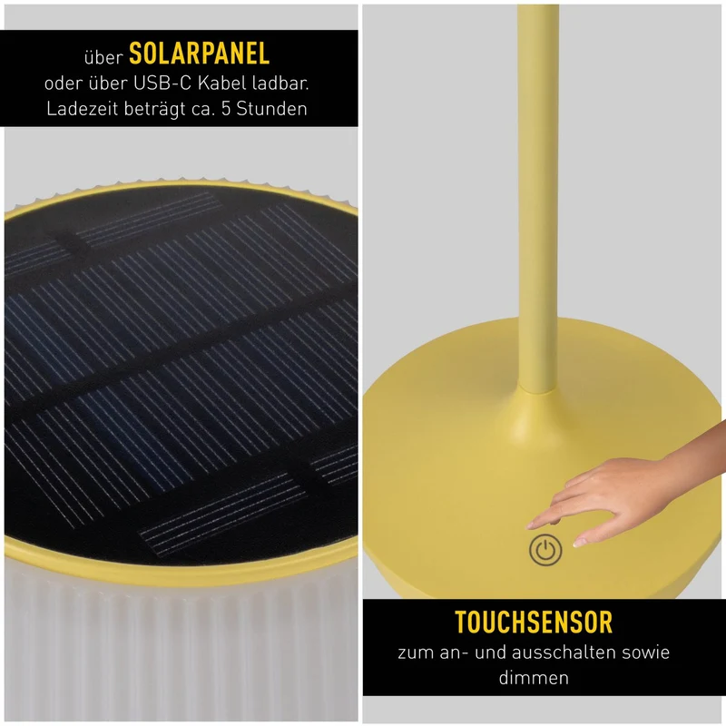 Solar-Akku-Tischleuchte „EMMI“ für den Außenbereich
