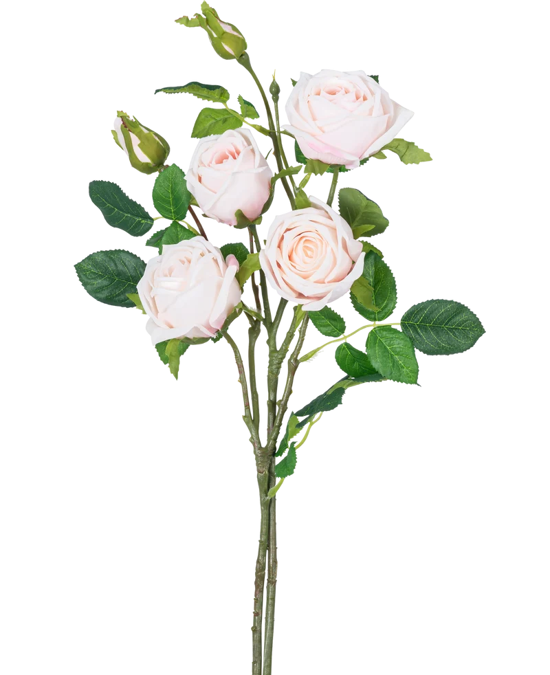Künstlicher Rosenzweig doppelt Real Touch hellrosa 80cm