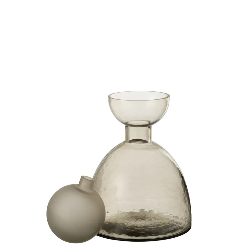 Vase Yara Flasche mit Kappe – Glas in Grau, klein