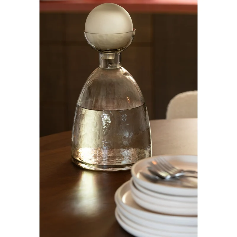 Vase Yara Flasche mit Kappe – Glas in Grau, klein