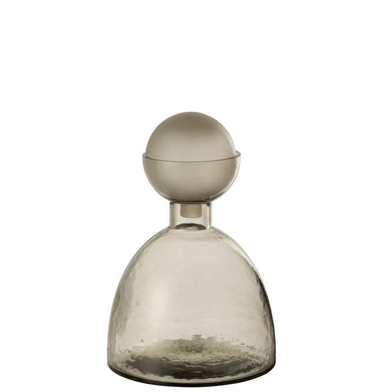 Vase Yara Flasche mit Kappe – Glas in Grau, klein