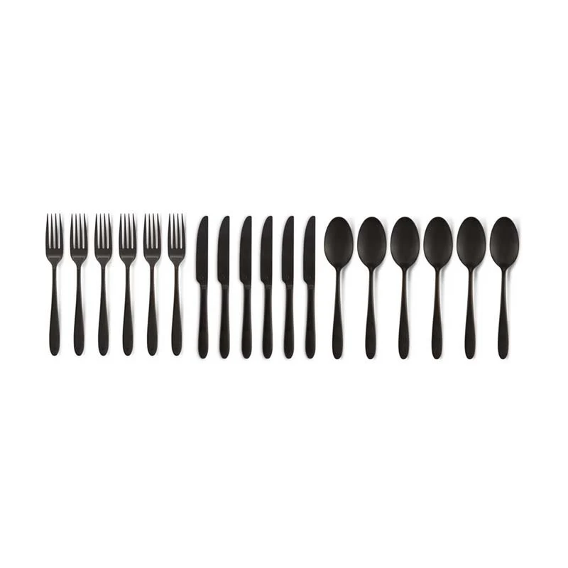 Besteckset Mattschwarz für 6 Personen – 18-teilig