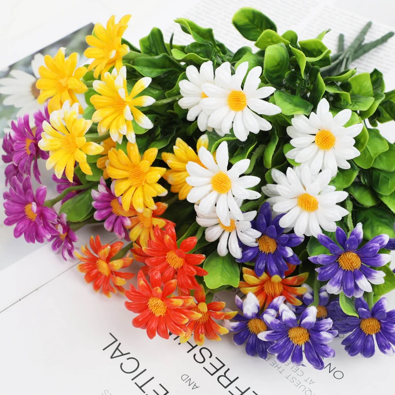 8 Bunde UV-beständige künstliche Chrysanthemen – Kunstblumen für Außen- und Innendekoration