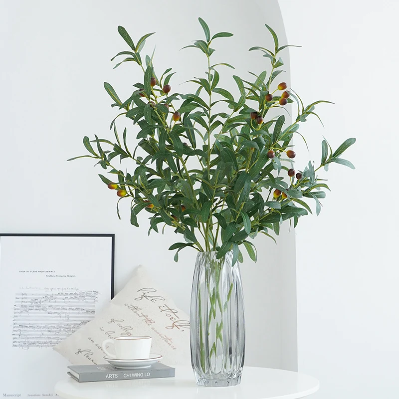 100 cm extra hohe künstliche Olivenzweige mit Früchten – Ideal für hohe Vasen & Home-Dekoration