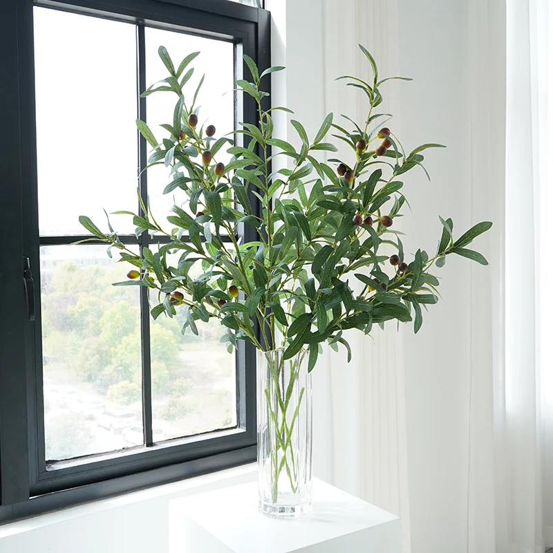 100 cm extra hohe künstliche Olivenzweige mit Früchten – Ideal für hohe Vasen & Home-Dekoration