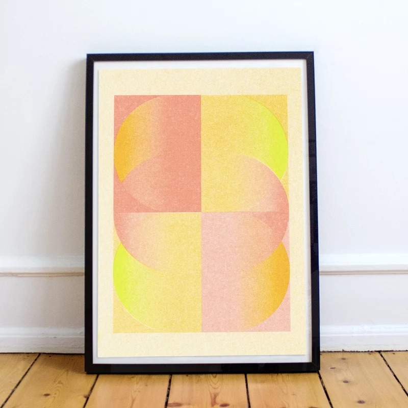 Artprint Poster August – Riso-Druck in Orange und Gelb