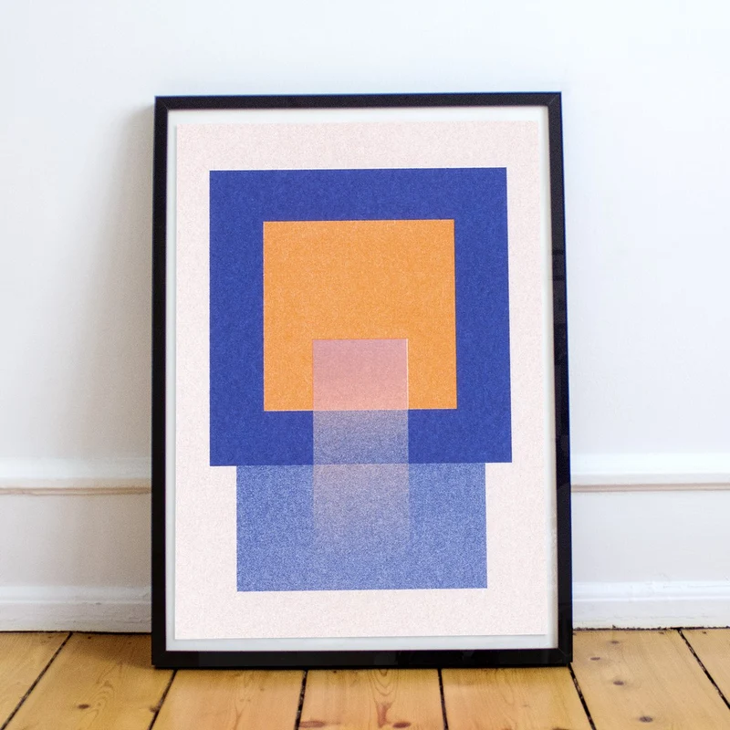 Artprint Poster July – Riso-Druck in Blau und Orange