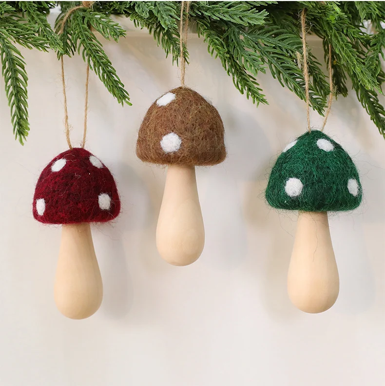 3 Stück Handgemachter Pilz-Weihnachtsbaumanhänger – von nepalesischen Kunsthandwerkern gefertigt