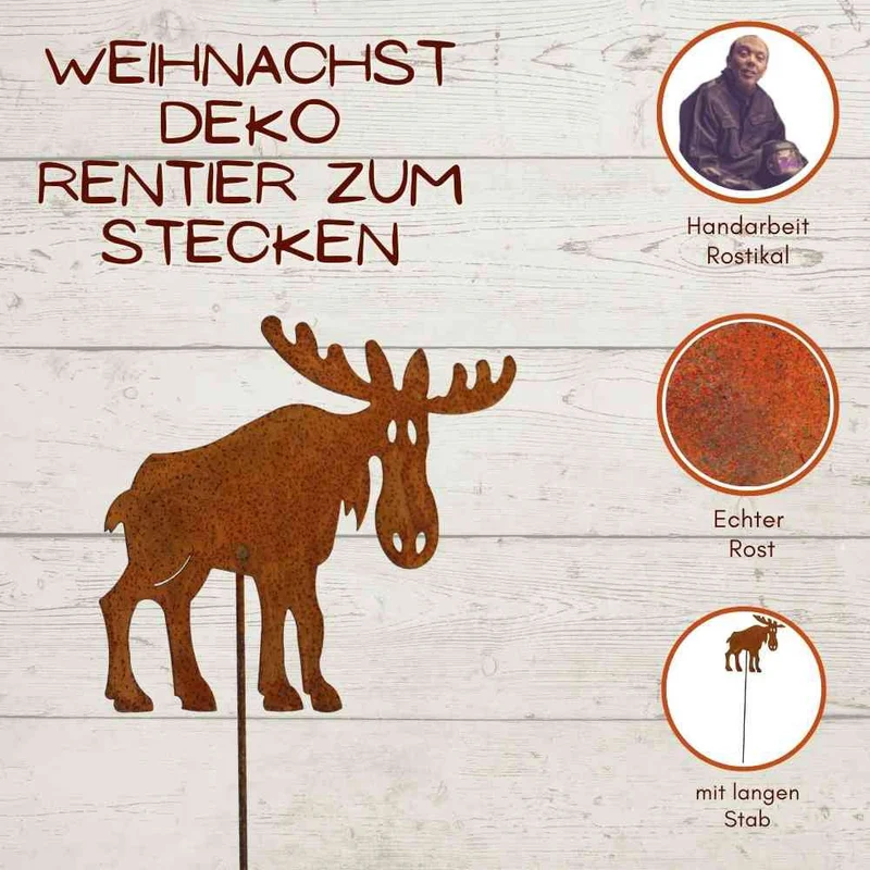 Rost Deko Rentier – zum Hängen oder auf Stab