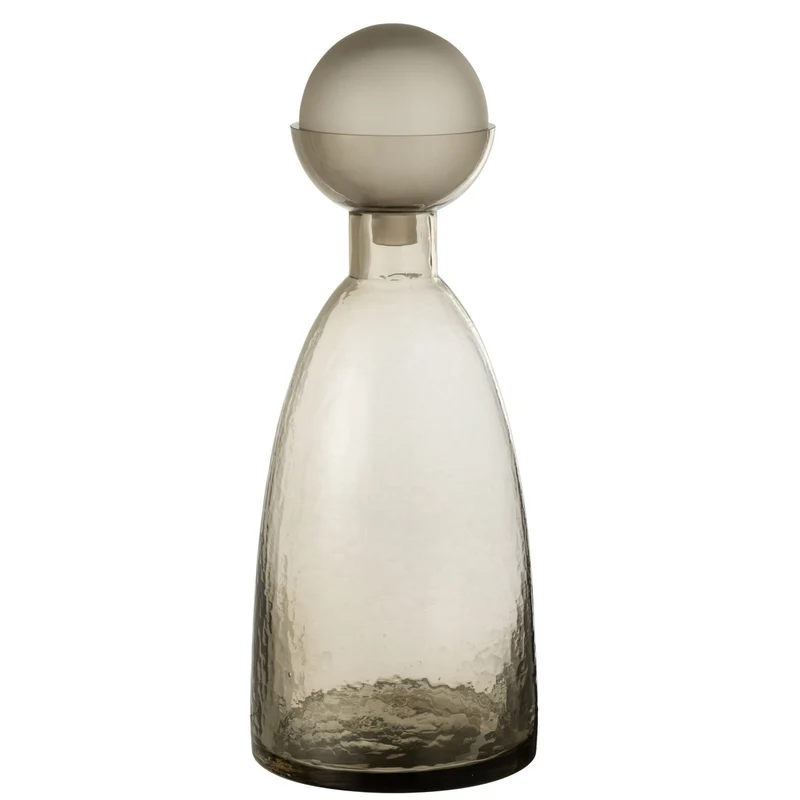Vase Yara Flasche mit Kappe – Glas in Greige, 43 cm