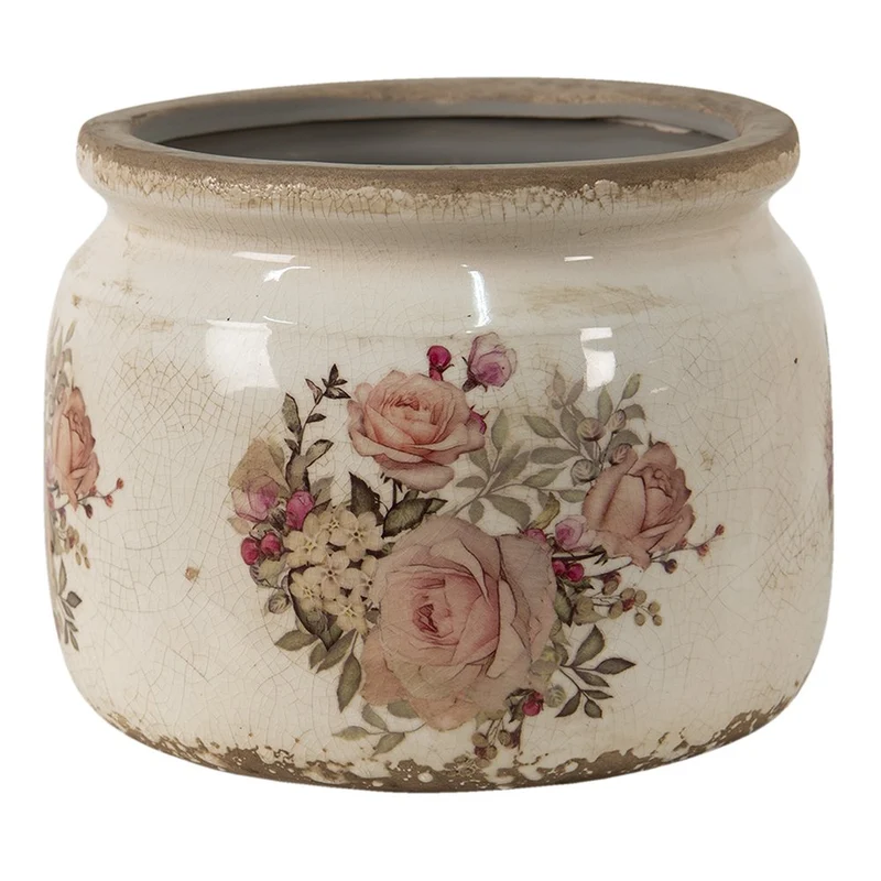 Keramik-Blumentopf Ø 20 cm, Beige-Rosa