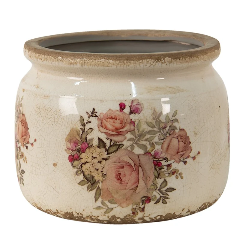 Keramik-Blumentopf Ø 20 cm, Beige-Rosa