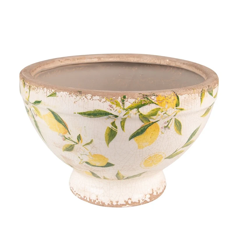 Keramik-Blumentopf Ø 21 cm, Zitronenmotiv Gelb