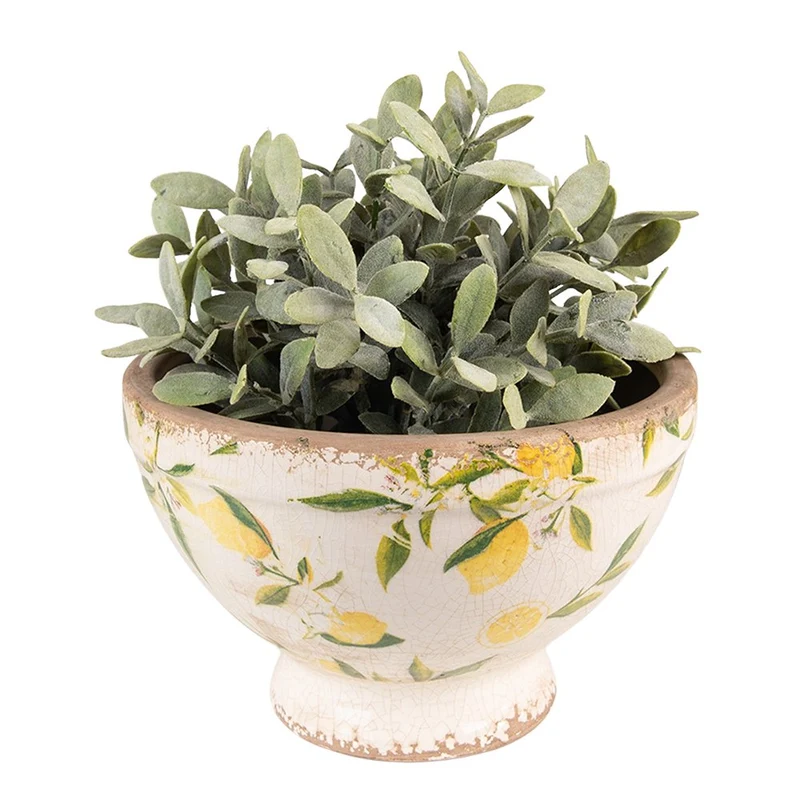 Keramik-Blumentopf Ø 21 cm, Zitronenmotiv Gelb