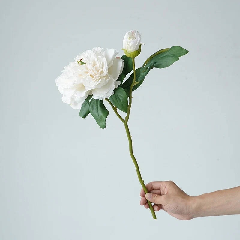 49 cm Künstliche Vintage-Blumen: Pfingstrosen mit gebrannter Ränderung