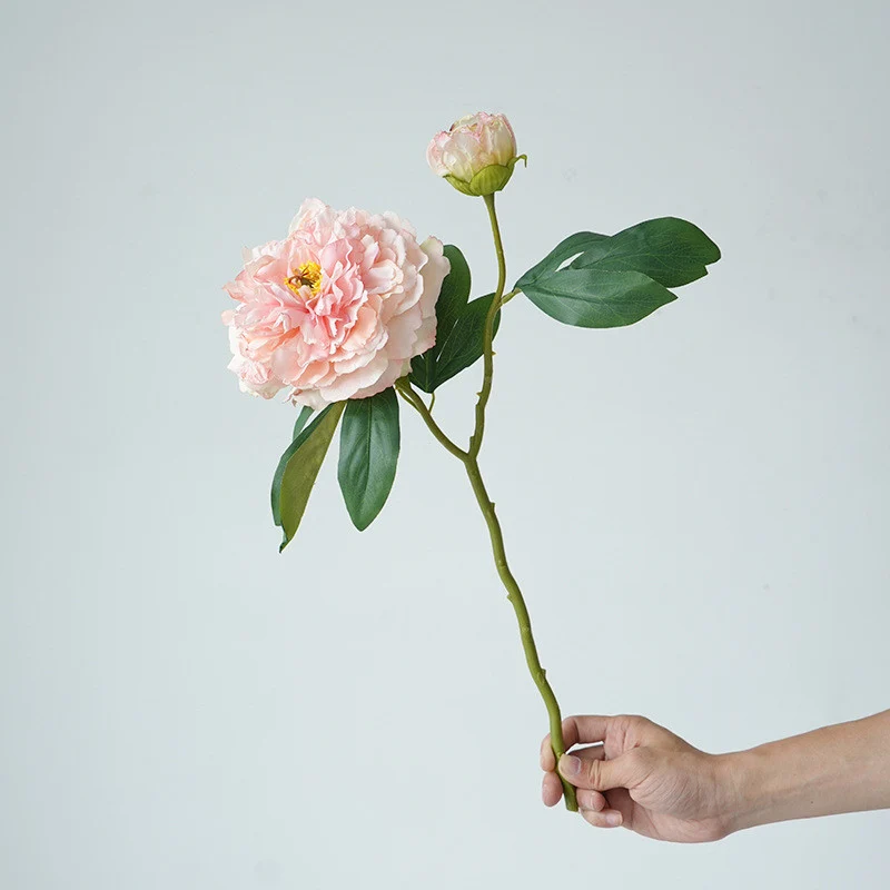 49 cm Künstliche Vintage-Blumen: Pfingstrosen mit gebrannter Ränderung