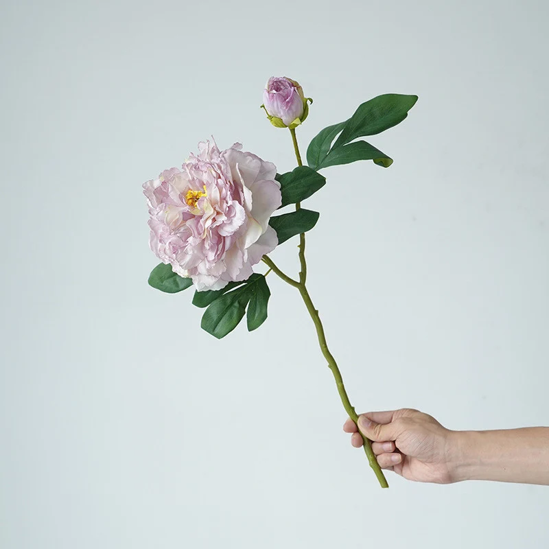 49 cm Künstliche Vintage-Blumen: Pfingstrosen mit gebrannter Ränderung